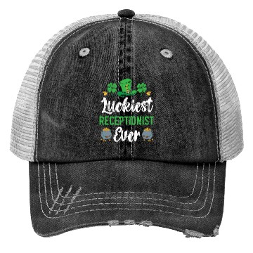 Discover Luckiest Receptionist Ever St. Patrick's Day Trucker Hats