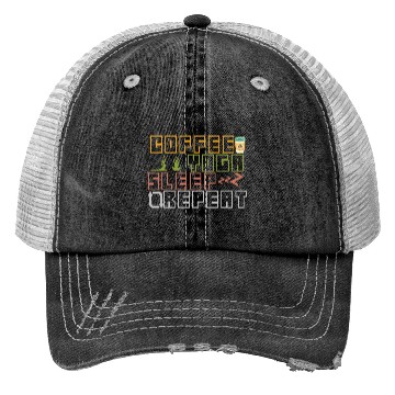 Discover Coffee Yoga Sleep Repeat Trucker Hats