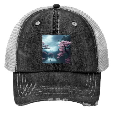 Discover Pink trees by the water Trucker Hats