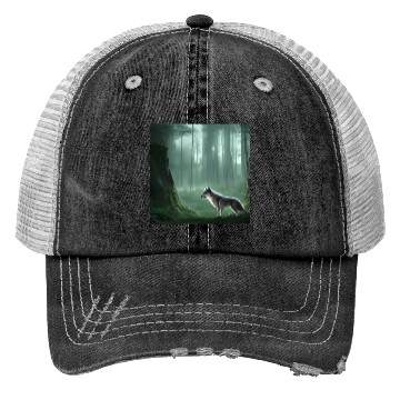 Discover White wolf in the forest Trucker Hats