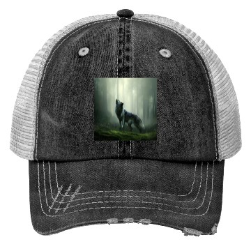 Discover Howling wolf at midnight Trucker Hats