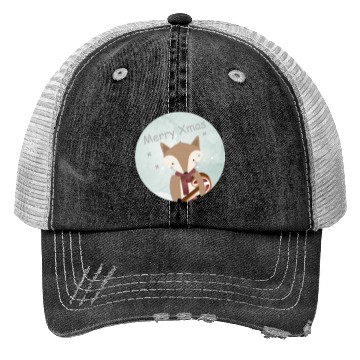 Discover cute fox for Christmas with candy cane Trucker Hats