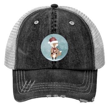 Discover cute fox for Christmas with candy cane Trucker Hats