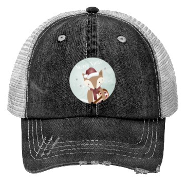 Discover cute fox for Christmas with candy cane Trucker Hats