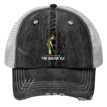 Discover The Golfer Elf Golf Christmas Golfing Trucker Hats