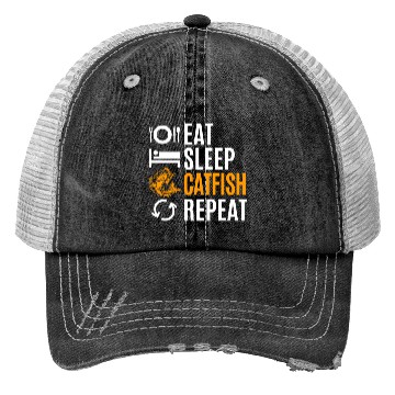 Discover Eat Sleep Catfish Repeat Trucker Hats
