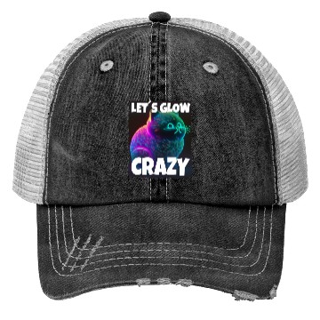 Discover Lets Glow Crazy Cat Kitten Fluffy Cat Trucker Hats