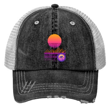Discover Synthwave Mountain Trucker Hats