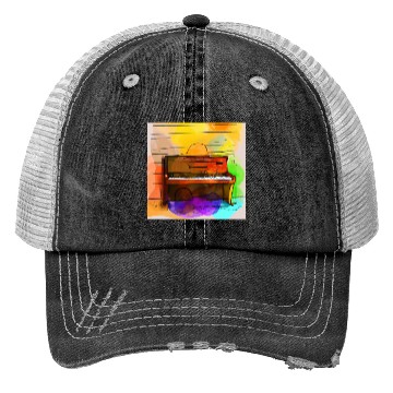 Discover A beautiful piano in front of a colorful wall Trucker Hats