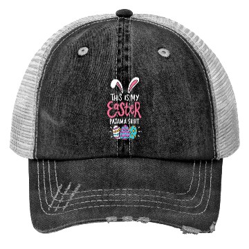 Discover This Is My Easter Pajama Sunday Egg Hunt Holiday Trucker Hats