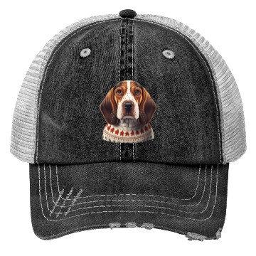 Discover Festive English Coonhound in a Christmas Sweater Trucker Hats
