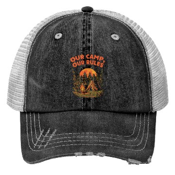 Discover Our Camp Our Rules Summer Wildlife Tropical Outdoo Trucker Hats