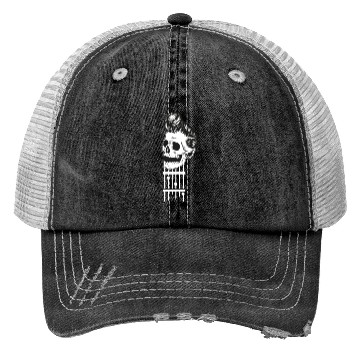 Discover Rock N Roll Skeleton Head -Sweet Rock On Guitar Trucker Hats