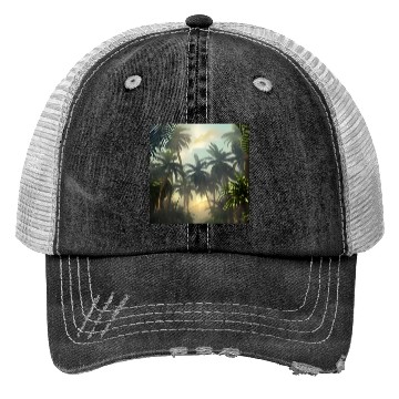 Discover Jungle with palm trees Trucker Hats