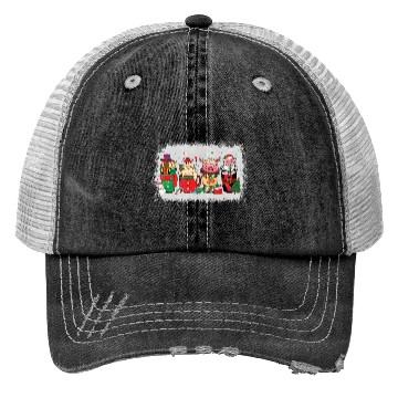 Discover Christmas Coffee Cup Bleached Trucker Hats