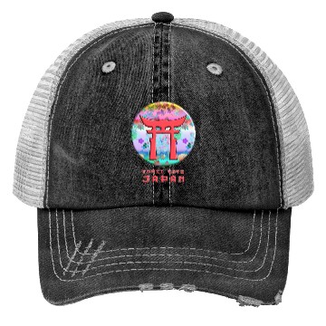 Discover Torii Gate Shinto Japan Asian Floral Pattern Trucker Hats