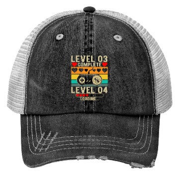 Discover Level 3 Complete 3rd Wedding Anniversary Gamer Trucker Hats
