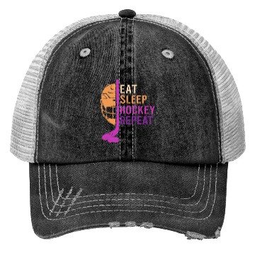 Discover Eat Sleep Hockey Repeat Trucker Hats
