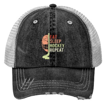 Discover Eat Sleep Hockey Repeat Trucker Hats