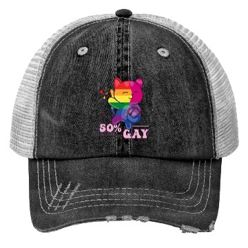 Discover 50% Gay Bi Bisexual Pride Kawaii Cat Kawaii Trucker Hats