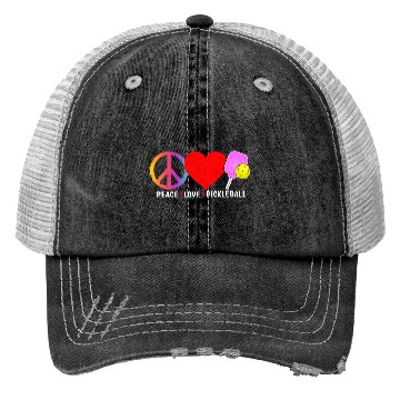 Discover PEACE LOVE PICKLEBALL Trucker Hats