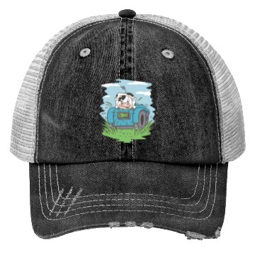 Discover Cow eating grass tractor Cow eating grass tractor Trucker Hats