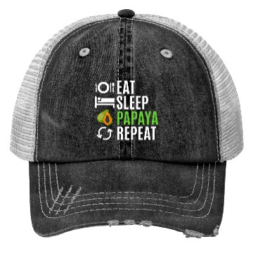 Discover Eat Sleep Papaya Repeat Trucker Hats