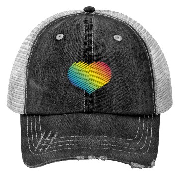 Discover Rainbow Heart (Love / Scribble / PNG) Trucker Hats