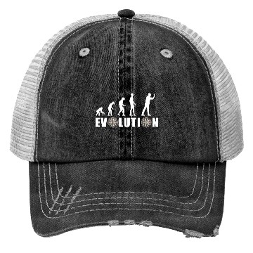 Discover Evolution of Humanity and Dartboards Trucker Hats
