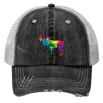 Discover Moose Colorful Low Poly Art HUNTING Theme - Hunter Trucker Hats
