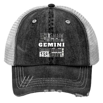 Discover Gemini Zodiac Star Sign Word Cloud Square Monochro Trucker Hats