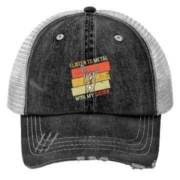 Discover Vintage Metal With Sister Metal Kid Music Lover Trucker Hats