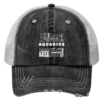 Discover Aquarius Zodiac Star Sign Word Cloud Square Monoch Trucker Hats