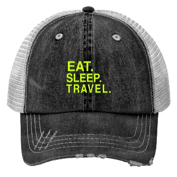 Discover EAT. SLEEP. TRAVEL. Trucker Hats