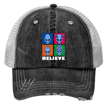 Discover Funny Believe alien square Vintage 70s Alien Lover Trucker Hats