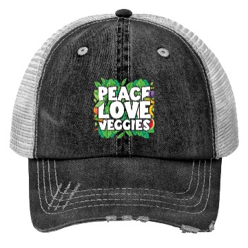 Discover Peace, Love, Veggies Trucker Hats