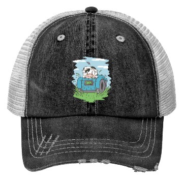 Discover Cow eating grass tractor Cow eating grass tractor Trucker Hats