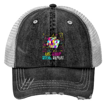 Discover Eat Sleep Solve Repeat Math Speed Cubing Genie Trucker Hats
