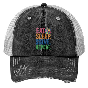 Discover Eat Sleep Solve Repeat Math Speed Cubing Genie Trucker Hats