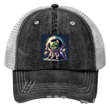 Discover cat in space Trucker Hats
