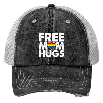 Discover Free Mom Hugs, LGBT Rainbow Heart Trucker Hats