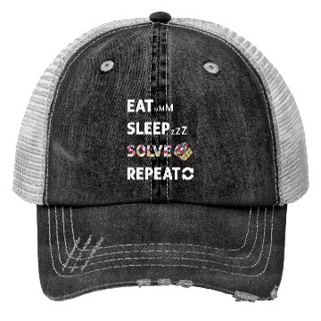 Discover Eat Sleep Solve Repeat Math Speed Cubing Genie Trucker Hats