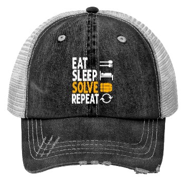 Discover Eat Sleep Solve Repeat Math Speed Cubing Genie Trucker Hats