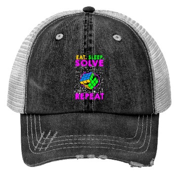 Discover Eat Sleep Solve Repeat Math Speed Cubing Genie Trucker Hats