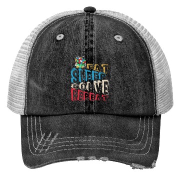 Discover Eat Sleep Solve Repeat Math Speed Cubing Genie Trucker Hats