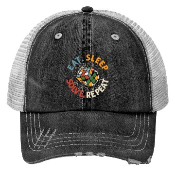 Discover Eat Sleep Solve Repeat Math Speed Cubing Genie Trucker Hats