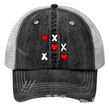 Discover Tic Tac Toe Valentine's Day Hearts Game Trucker Hats