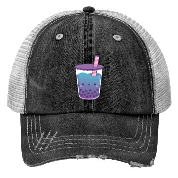 Discover Cute Galaxy Butterfly Pea Flower Boba Tea Doodle Trucker Hats
