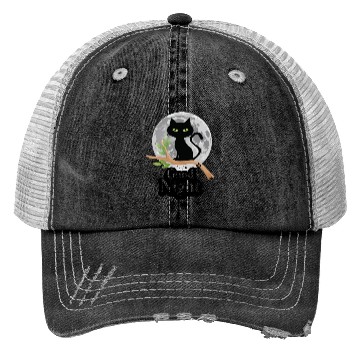 Discover Black Cat Moon Good Night Trucker Hats