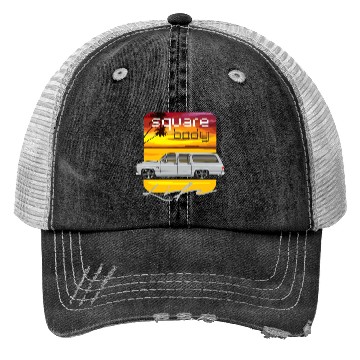 Discover square Light Silver Trucker Hats